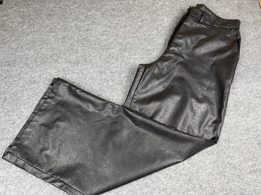 Princess Polly Faux Leather Black Wide Leg Pants Women’s Size 16